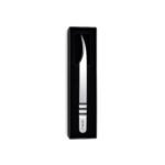 Long curved stainless steel eyelash extension tweezers with Zenith branded box