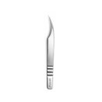 Long curved stainless steel eyelash extension tweezers with Zenith branded box