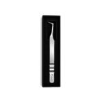 Zenith Plus L-shaped stainless steel eyelash extension tweezers with black branded packaging