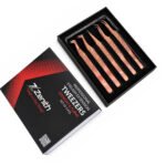 Zenith Plus professional rose gold eyelash extension tweezers set of 5 pieces with precision tips and branded storage box