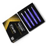 Zenith Plus professional 4 piece purple powder coated eyebrow tweezers set with straight angled pointed and slant tips in branded box