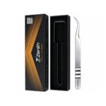 Professional curved eyelash extension tweezers stainless steel with Zenith branded packaging