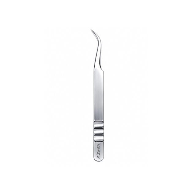 Professional curved eyelash extension tweezers stainless steel with Zenith branded packaging
