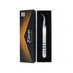 Professional curved eyelash extension tweezers stainless steel with Zenith branded packaging