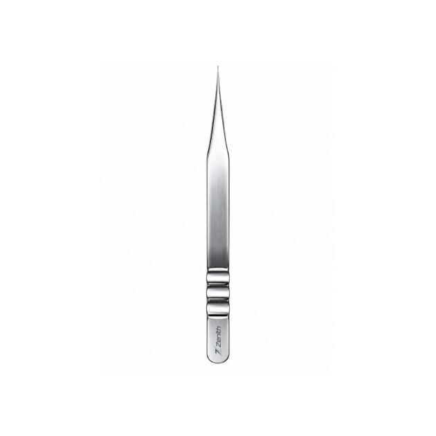 Professional straight eyelash extension tweezers with Zenith branded packaging