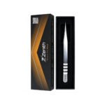 Professional straight eyelash extension tweezers with Zenith branded packaging