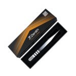 Professional straight eyelash extension tweezers with Zenith branded packaging